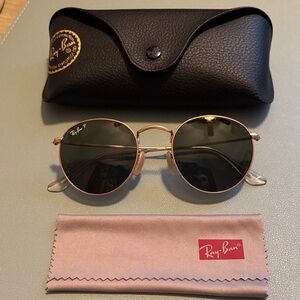 Ray-Ban Gold Frame Sunglasses with Black Lenses